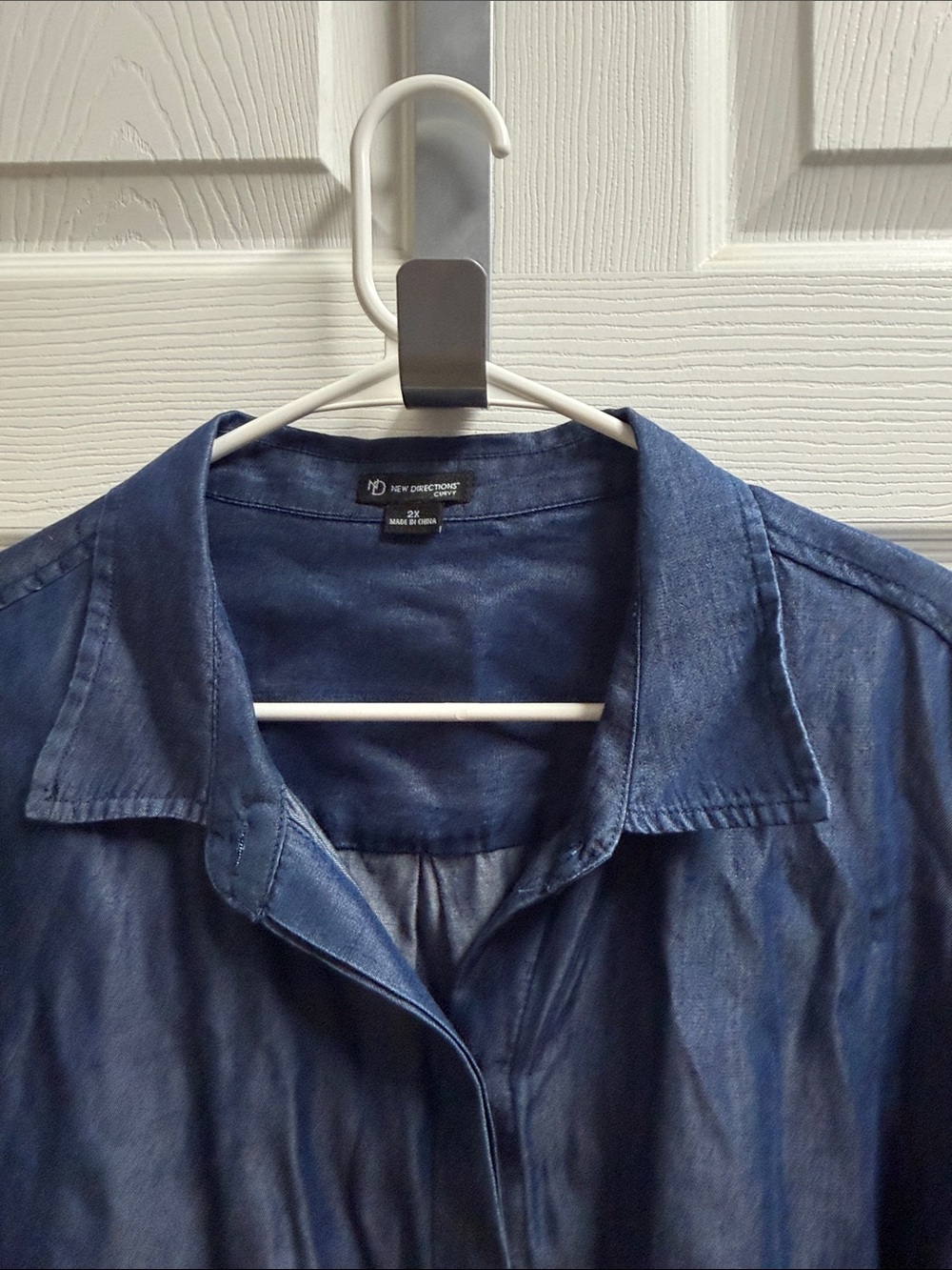 New Directions Curvy 3/4 length sleeve Dark Denim Blouse - 2X - Picture 3 of 12